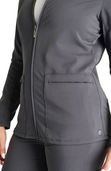 Women's 2 Pocket Zip Front Scrub Jacket, , large