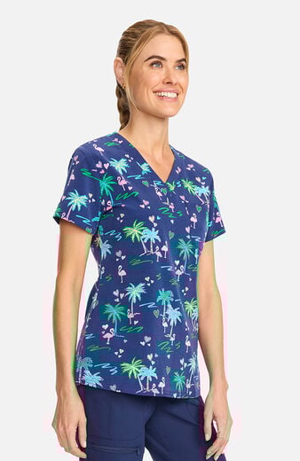 Women's V-Neck Tropic Love Print Scrub Top Women's V-Neck Tropic Love Print Scrub Top