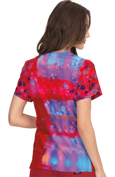 Clearance Women's Reform Ombre Vibrant Watercolor Print Scrub Top, , large