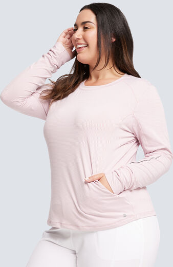 Clearance Women's Long Sleeve Solid Knit Underscrub T-Shirt