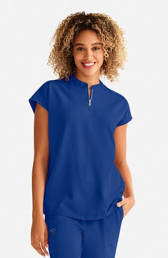 Women's Sandy Zip Mandarin Collar Scrub Top Women's Sandy Zip Mandarin Collar Scrub Top
