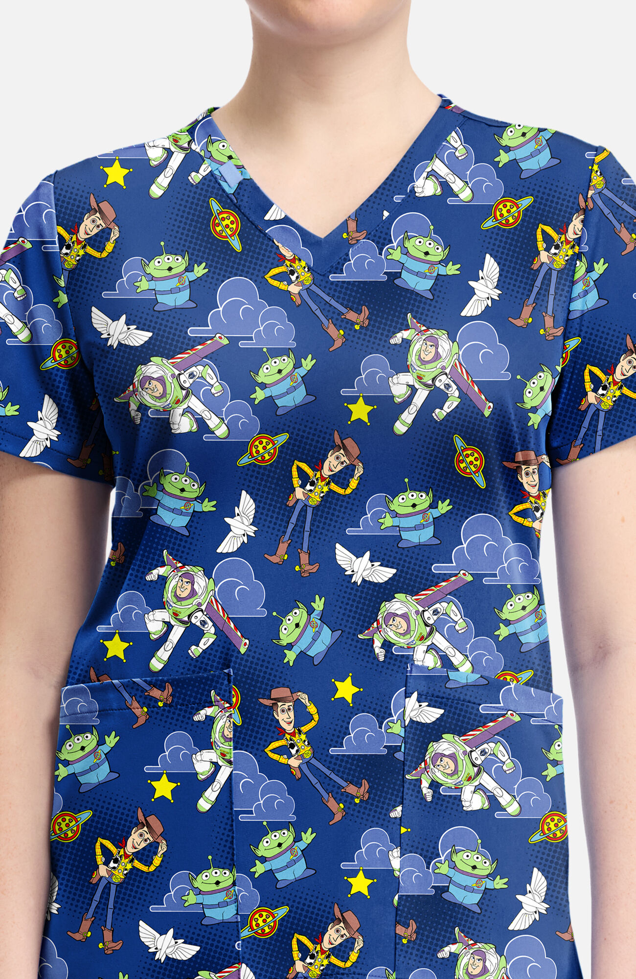 Women's Toy Story Andy's Room Print Scrub Top, , large