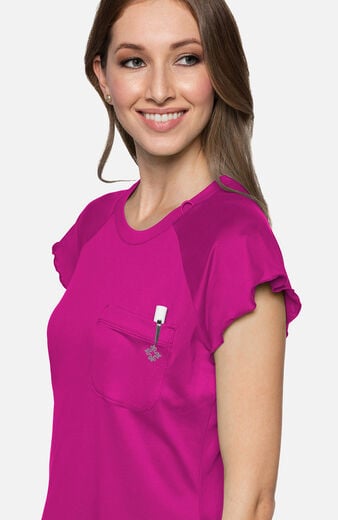 Women's Knit Lettuce-Edged Scrub Top Women's Knit Lettuce-Edged Scrub Top