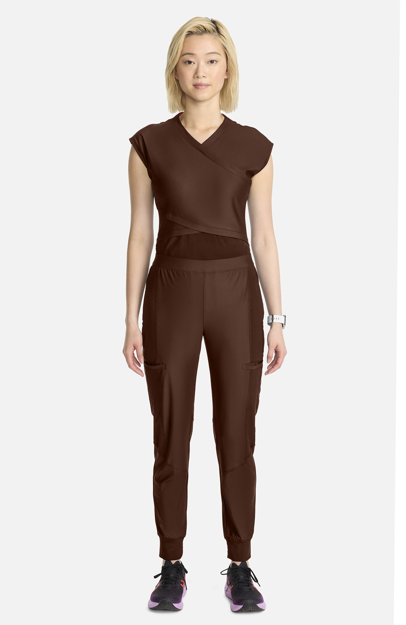 Women's Knit Cargo Jogger Scrub Pant, EXE Espresso Express | brown, large
