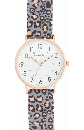 Women's Rose Gold Leopard Silicon Strap Watch