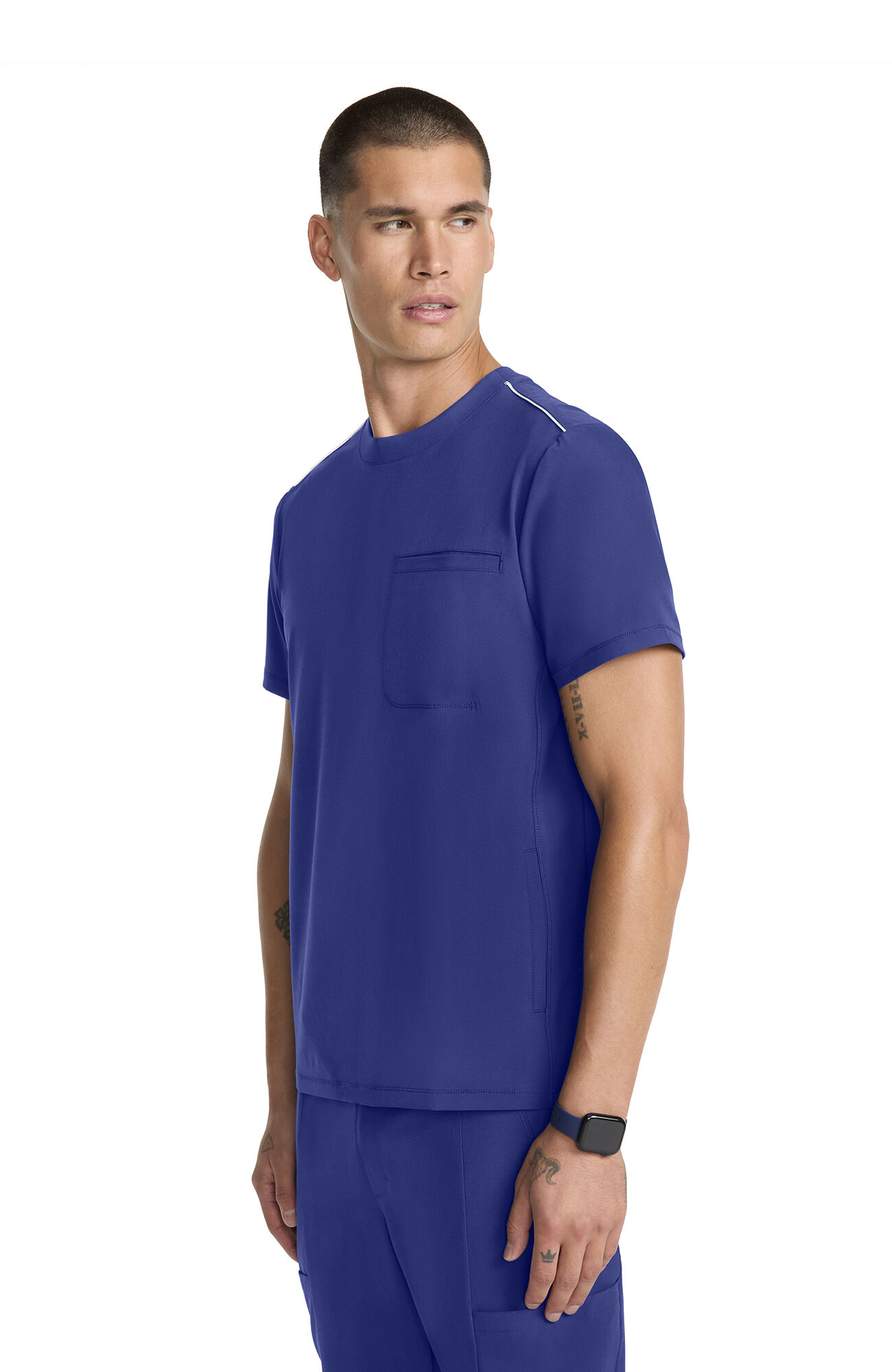 Men's Tuck-In Crew Neck Scrub Top, NAV Navy | navy, large