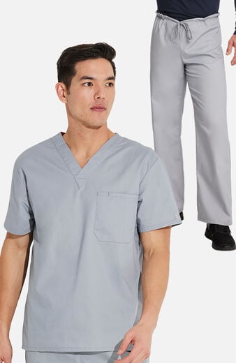Unisex Scrub Set: V-Neck Top & Drawstring Pant Unisex Scrub Set: V-Neck Top & Drawstring Pant