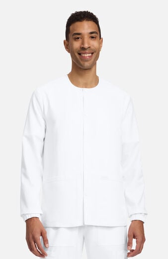 Unisex Snap-Front Crew Neck Scrub Jacket Unisex Snap-Front Crew Neck Scrub Jacket