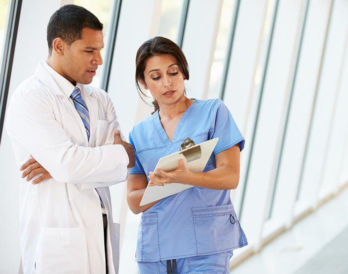 medical staff having discussion at hospital