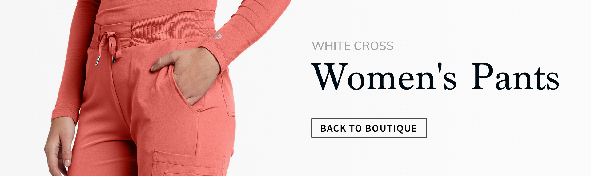 viewing white cross women's pants. click to go back to boutique.