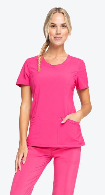 shop inifnity by cherokee women's split round neck solid scrub top