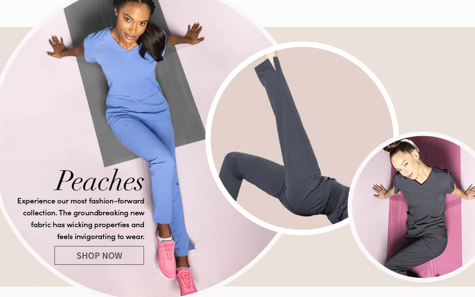 click to shop peaches by med couture. experience our most fashion-forward collection with a groundbreaking new fabric that has wicking properties and feels invigorating to wear.