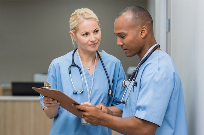 medical staff members having a discussion