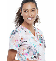 Shop our collection of tropical bird print scrubs