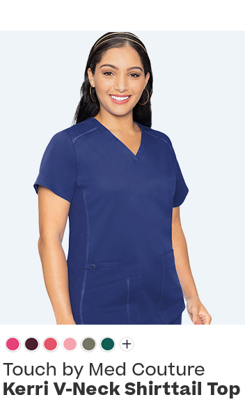 shop touch by med couture women's kerri v-neck shirttail solid scrub top