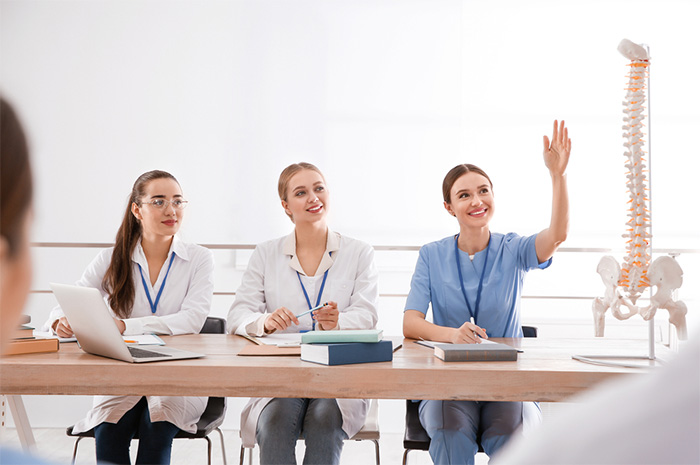 medical students learning in class