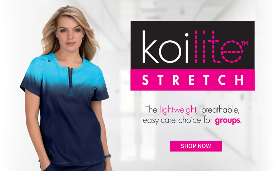 shop koi lite stretch. lightweight, breathable, easy-care choice for groups.