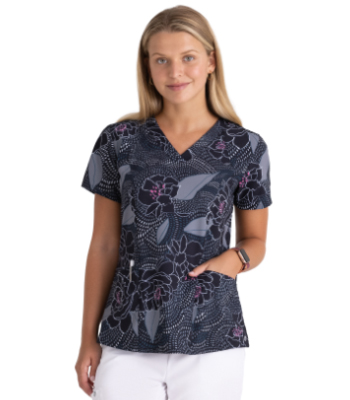 shop barco one women's v-neck midnight magic print scrub top