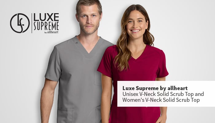 luxe supreme by allheart solid scrub tops