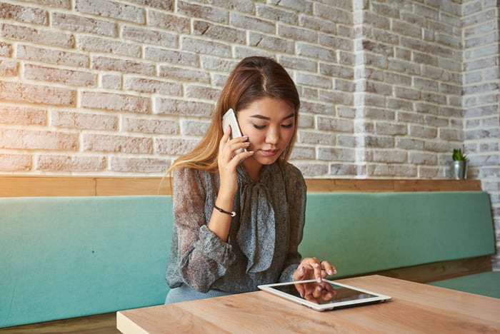 young businesswoman on her cellphone