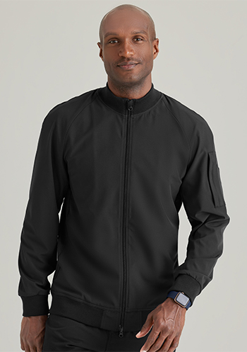 shop barco one men's warm-up bomber solid scrub jacket