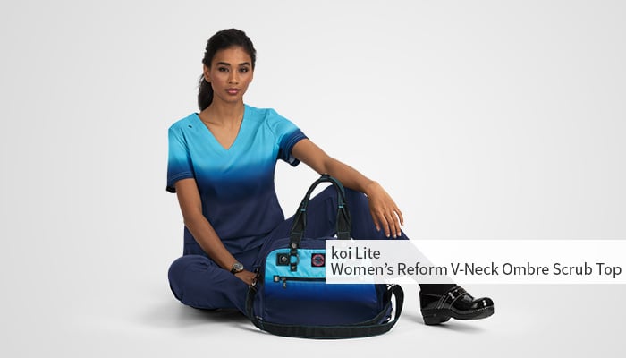 veterinarian with matching scrubs and bag