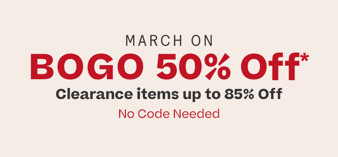 buy one get one 50% off, clearance items up to 85% off. no code needed.