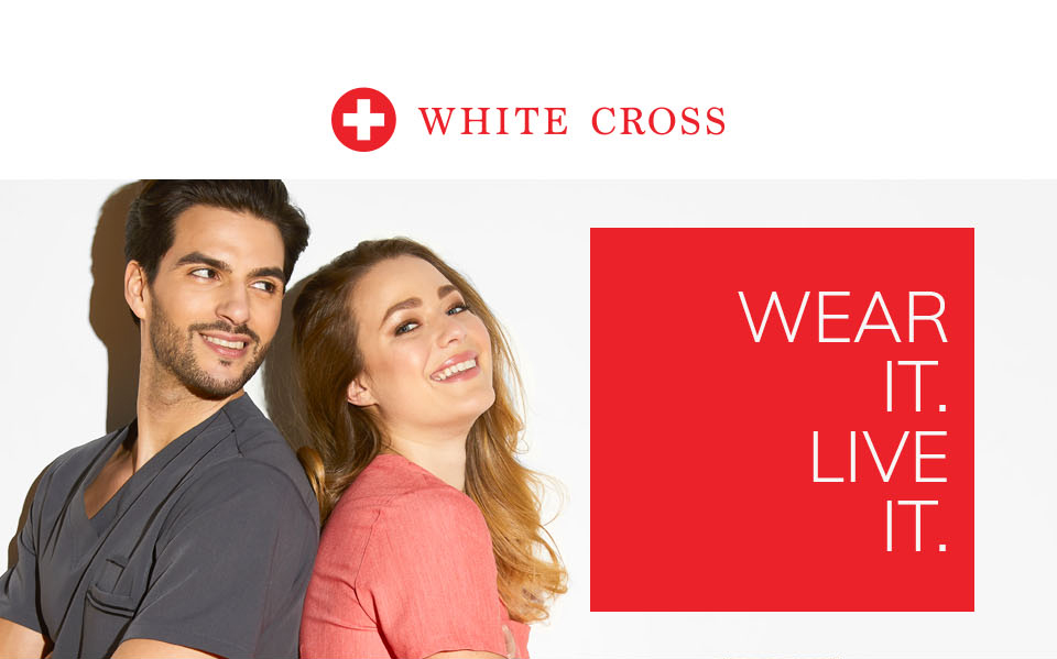 click to shop white cross. wear it. live it.