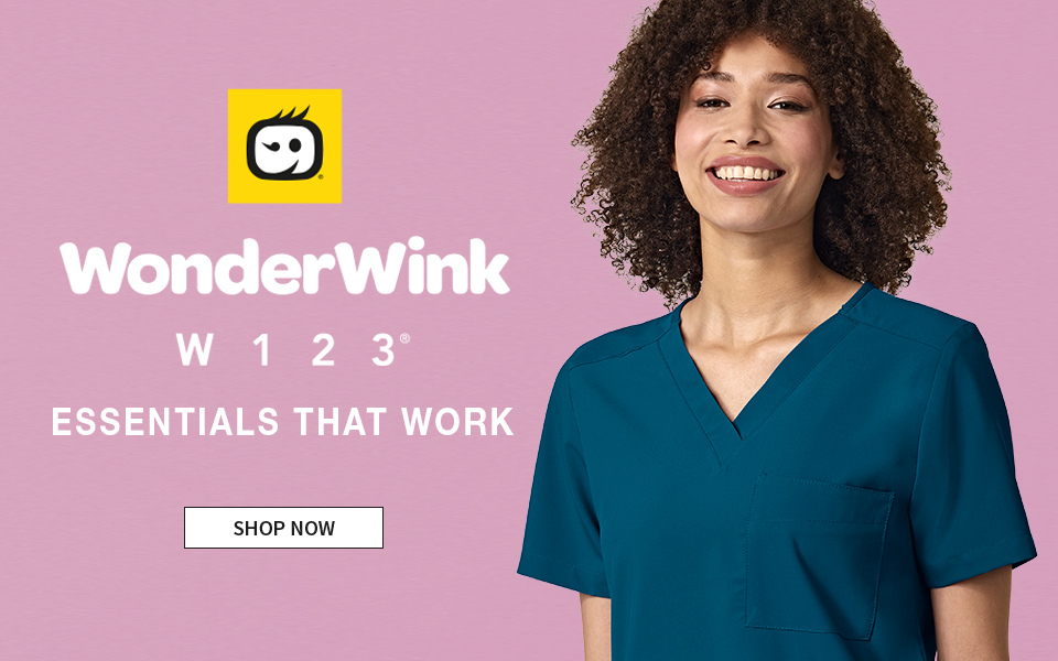 click to shop w123 by wonderwink. essentials that work.