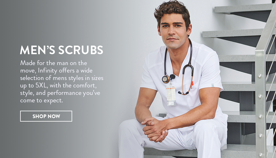 click to shop cherokee infinity men's scrubs