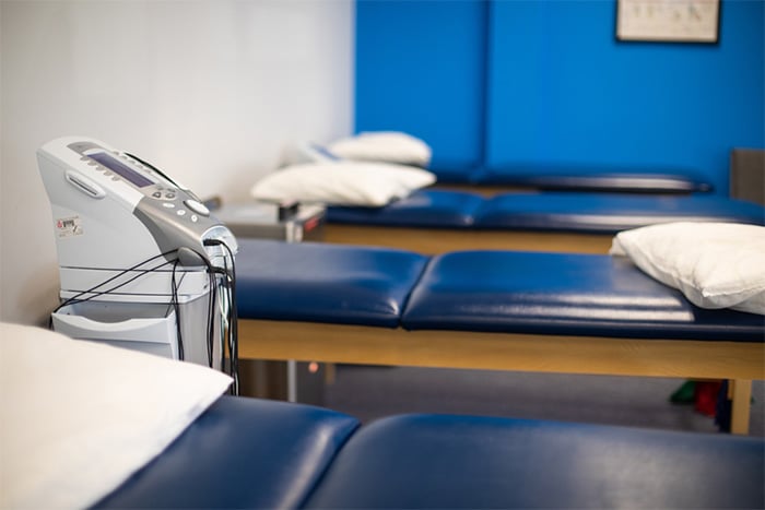 treatment tables at physical therapy practice