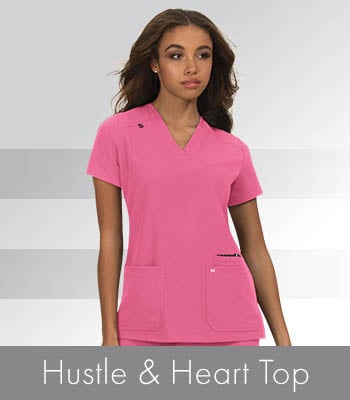 shop koi women's hustle & heart solid scrub top