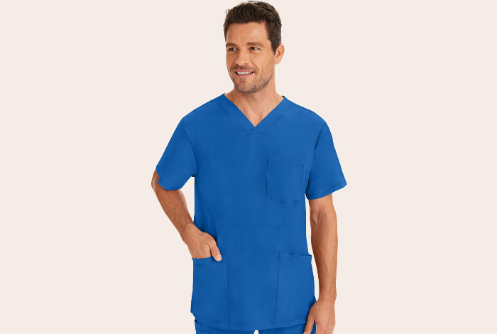 Men's Matthew V-Neck Solid Scrub Top