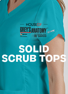 View our selection of the solid scrub tops by Grey's Anatomy