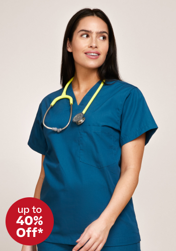 shop scrub tops up to 40% off