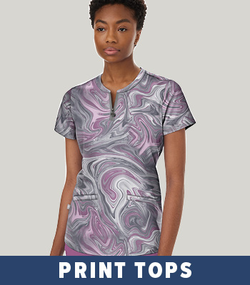 shop healing hands print scrub tops.