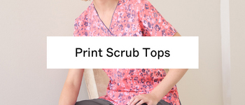 shop white cross print scrub tops