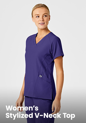 shop w123 By wonderwink women's stylized v-neck solid scrub top