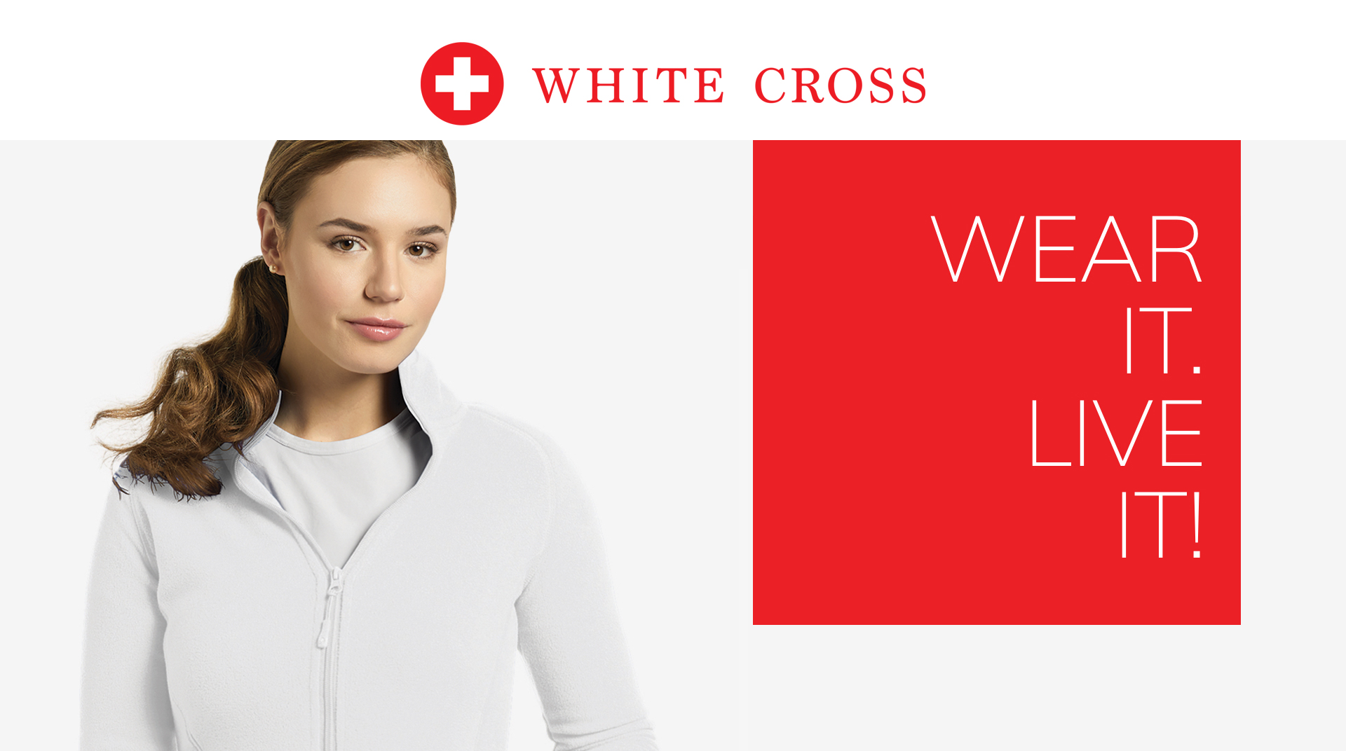 click to shop white cross. wear it. live it!