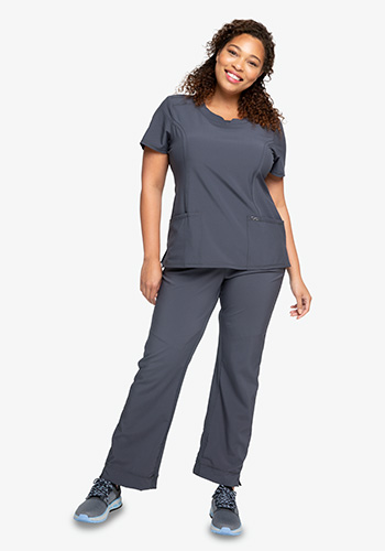 shop inifnity by cherokee women's spilt neck scrub top & yoke waist scrub pant