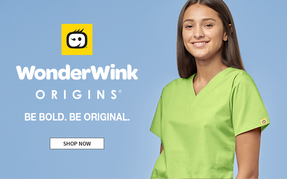 click to shop origins by wonderwink. be bold. be original.