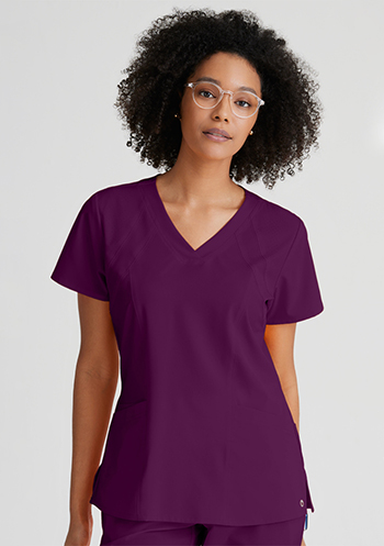 shop barco one women's racer solid scrub top