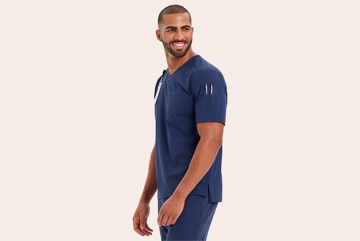 Medelita Element Men's Apex V-Neck Solid Scrub Top