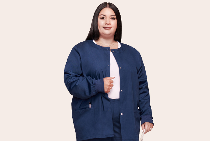 Women's Snap Front Solid Scrub Jacket