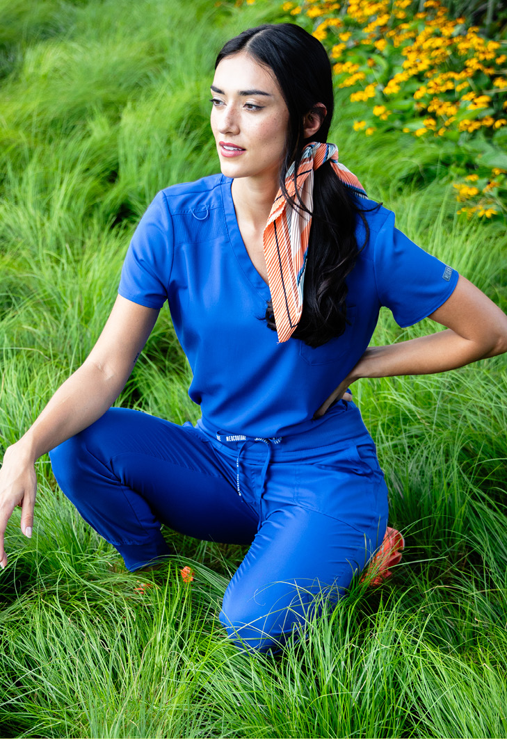 shop insight by med couture women's v-neck solid scrub top & cargo jogger scrub pant set