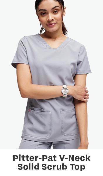 shop break on through by heartsoul women's pitter-pat v-neck solid scrub top