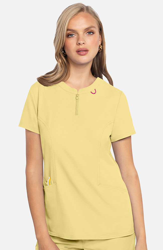 OldHoney 58℃ tops Women's Zip Neck Henley Scrub Top | AllHeart.com