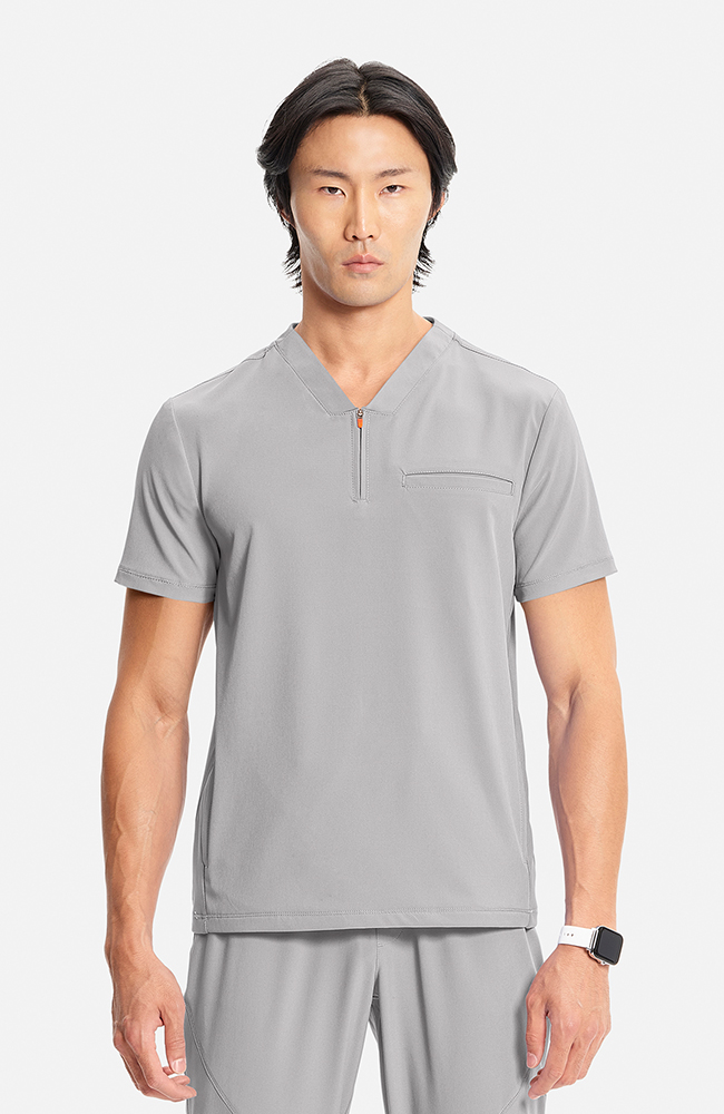 Men's Partial Zip V-Neck Scrub Top | AllHeart.com Men's Partial Zip V-Neck Scrub Top | AllHeart.com