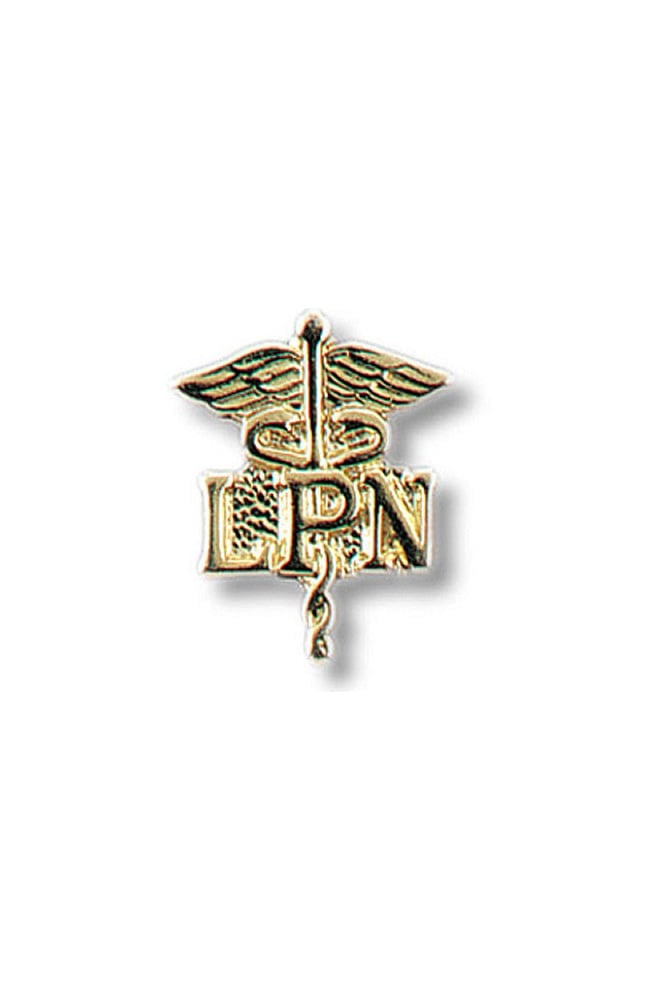 LPN Licensed Practical Nurse Pin Gold Inlaid Emblem Caduceus Graduation 3502G 