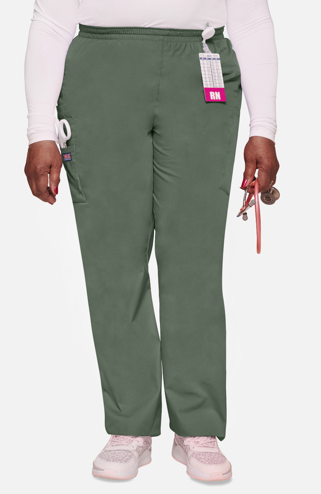 Cherokee Women's Scrub Pants, Rise Tapered Leg Pull-On Cargo Pant With  Elastic Waistband 4200 